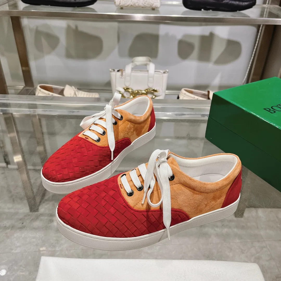[BV] Top P: 740💰Size for couples: 35-44 (Female 40, Male 38 45, custom-made and non-returnable) Bottega Veneta classic woven strap casual shoes are made of imported high-quality materials, [Rose][Rose]! Purely hand-woven and operated, the original board is reproduced one-to-one! quality assurance!